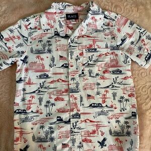 The Children's Place Red and Blue Americana Button Down Shirt with Classic Style